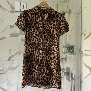 Alice + Olivia Jude Leopard Print Shirt Dress